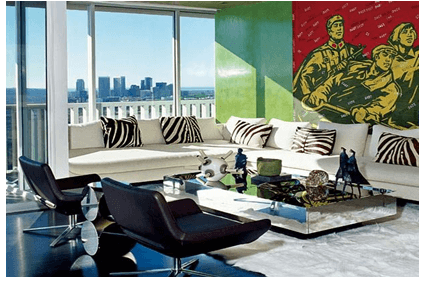 Sala de estar de la casa de Elton John en Los Angeles